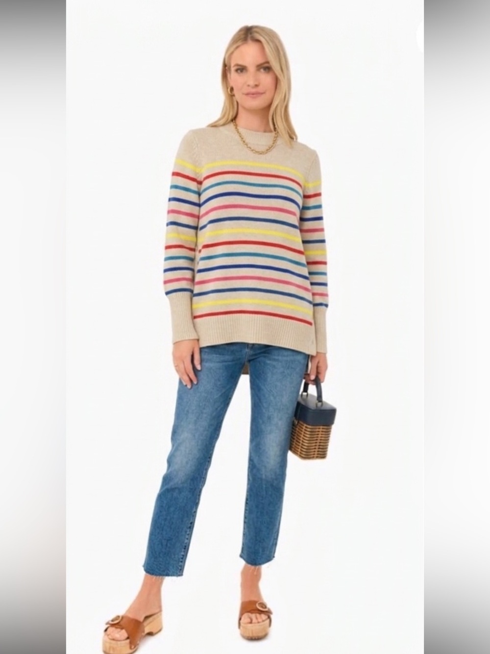 Tuckernuck Bar Harbor Sweater in Rainbow Stripe Size Large